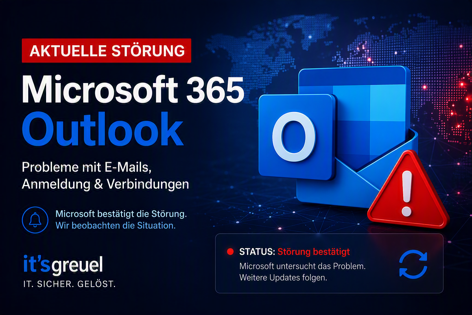 Microsoft 365 / Outlook aktuell gestört: E-Mail-Versand und Anmeldung betroffen